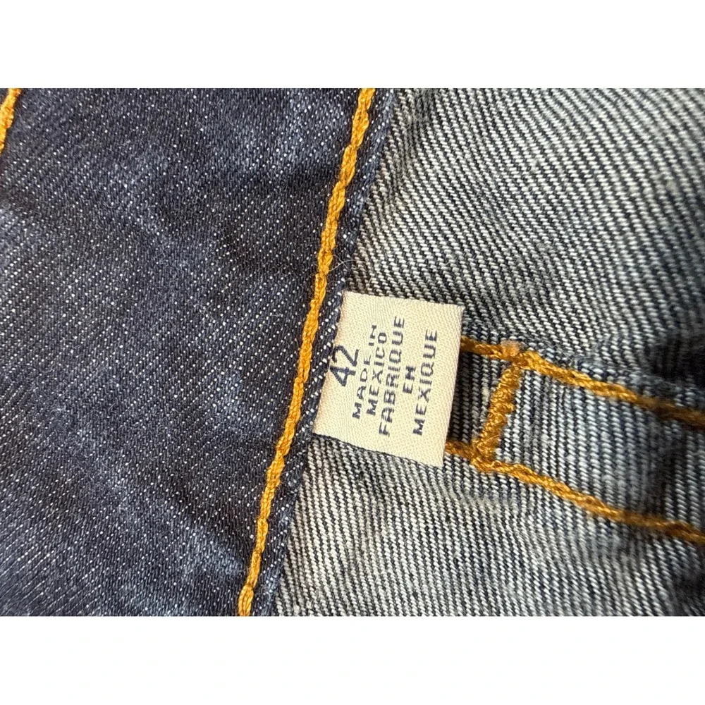 True Religion Straight Jeans Mens 42 Blue Excellent Flap Pocket Dark Wash Indigo